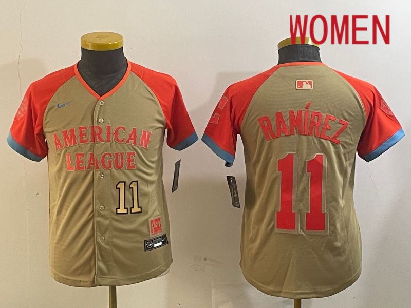 Women Cleveland Indians #11 Ramirez Orange All star 2024 Nike MLB Jersey style 2